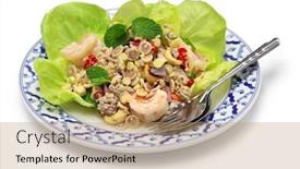  Presentation with thai - Cool new presentation theme with homemade minced pork shrimp - spicy lemongrass salad yam takrai backdrop and a coral colored foreground