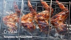  Presentation with grilling - Slide set featuring spicy-marinated-chicken-wings-grilling background and a ocean colored foreground