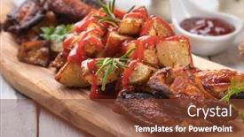  Presentation with roasted chicken - Slide deck consisting of spicy-roasted-potato-served background and a tawny brown colored foreground