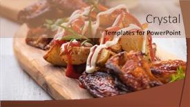  Presentation with roasted chicken - Audience pleasing slide deck consisting of spicy-roasted-potato-served backdrop and a coral colored foreground