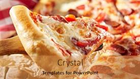  Presentation with italian food - Amazing PPT layouts having spicy-sausage-italian-pizza backdrop and a gold colored foreground