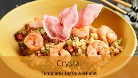  Presentation with chopstick - Cool new slide set with spicy-shrimp-fried-rice backdrop and a gold colored foreground