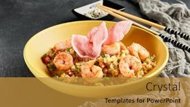  Presentation with chopstick - Presentation theme with spicy-shrimp-fried-rice background and a gold colored foreground