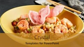  Presentation with chopstick - Presentation enhanced with spicy-shrimp-fried-rice background and a gold colored foreground