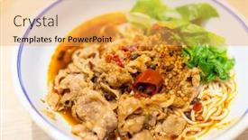  Presentation with noodle - Presentation theme featuring spicy-stir-rice-noodle background and a yellow colored foreground