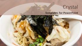  Presentation with noodles - Cool new slides with spicy-wontons-with-noodles backdrop and a coral colored foreground