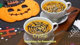  Presentation with sesame paste - Slide set consisting of spider-web-pumpkin-soup-drawn background and a tawny brown colored foreground