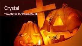  Presentation with glowing cross - Audience pleasing presentation theme consisting of spiders on graveyard mysterious cross backdrop and a  colored foreground