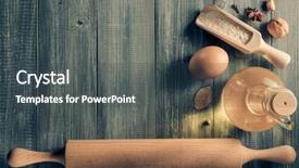  Presentation with bakery baking ingredients - Audience pleasing PPT layouts consisting of spikes - bakery ingredients on wooden background backdrop and a  colored foreground