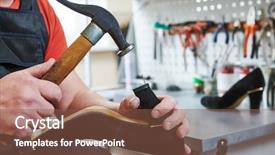  Presentation with repair - Colorful slide set enhanced with spikes - shoemaker repair female spike shoe backdrop and a violet colored foreground