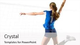  Presentation with voleyball - PPT theme featuring spikes - young woman voleyball player isolated background and a white colored foreground