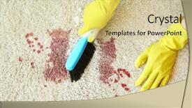  Presentation with rubber gloves - Slide deck consisting of spill cleanup - hands in rubber gloves cleaning background and a soft green colored foreground