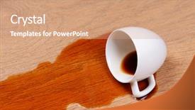  Presentation with coffee cup diary - Slide set with spilled - overturned cup of coffee background and a coral colored foreground
