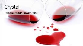  Presentation with white wine and red - Theme with spilled from glasses forming heart background and a white colored foreground