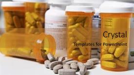  Presentation with spilling - Theme having spilled medications - bottles of pills one spilling background and a gold colored foreground