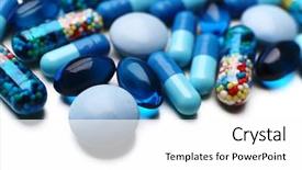 Presentation with pile geotechnical engineering - Slide set with spilled medications - pile of pills closeup background and a white colored foreground