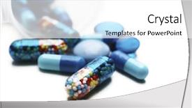  Presentation with pile - Slide deck having spilled medications - pile of pills isolated background and a white colored foreground