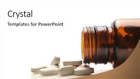  Presentation with spilling - Slide set consisting of spilled medications - side view of a brown background and a white colored foreground