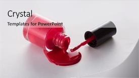  Presentation with nail - Theme featuring spilled red nail polish on the floor on white background background and a white colored foreground