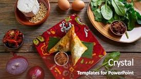  Presentation with moroccan mosaique - Audience pleasing PPT layouts consisting of spinach and cheese briouat moroccan backdrop and a tawny brown colored foreground