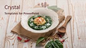  Presentation with chickpea - Presentation design consisting of spinach and chickpeas soup background and a lemonade colored foreground