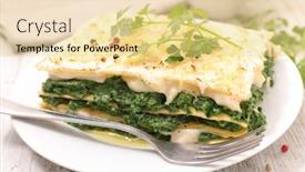  Presentation with spinach - Audience pleasing slide set consisting of spinach and cream lasagne backdrop and a blonde colored foreground