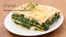  Presentation with spinach - PPT theme consisting of spinach and cream lasagne background and a coral colored foreground