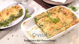  Presentation with feta cheese - Cool new slide deck with spinach and feta cheese lasagne backdrop and a lemonade colored foreground