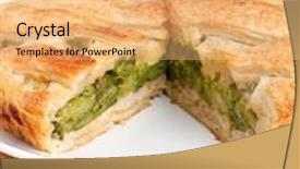  Presentation with spinach - Amazing PPT theme having close up puff pastry - spinach and green beans pie backdrop and a lemonade colored foreground
