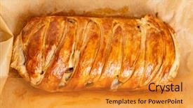  Presentation with spinach - Slide deck enhanced with spinach and mozzarella easter pastry background and a gold colored foreground