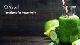  Presentation with green organic chemistry - Amazing PPT layouts having spinach cucumber parsley celery backdrop and a dark gray colored foreground