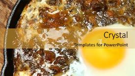  Presentation with spinach - Audience pleasing slide set consisting of spinach dal and egg skillet breakfast on table close up backdrop and a gold colored foreground