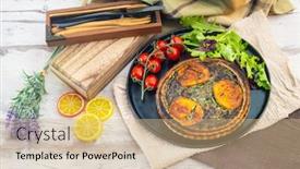  Presentation with spinach - Slides featuring spinach-goat-cheese-tart background and a coral colored foreground