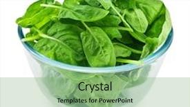  Presentation with spinach - Beautiful presentation theme featuring spinach isolated on white background backdrop and a seafoam green colored foreground