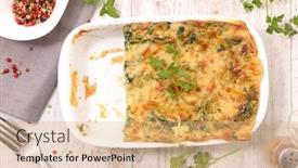  Presentation with spinach - Cool new PPT theme with spinach-lasagne-with-cream backdrop and a coral colored foreground