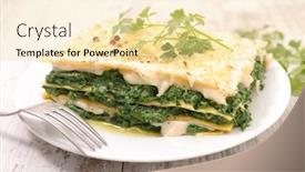  Presentation with spinach - Presentation design featuring spinach-lasagne-with-cream background and a blonde colored foreground
