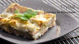  Presentation with spinach - Beautiful slides featuring spinach lasagne with salmon backdrop and a light gray colored foreground