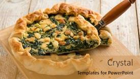  Presentation with cheese pie - PPT theme having spinach-pie-with-smoked-scamorza background and a  colored foreground