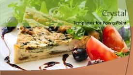  Presentation with spinach - Colorful PPT theme enhanced with spinach quiche with a healthy backdrop and a yellow colored foreground