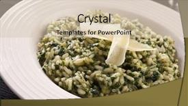  Presentation with spinach - Presentation design with spinach-risotto-with-parmesan-cheese background and a lemonade colored foreground