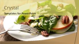  Presentation with nut - Amazing PPT theme having spinach-salad-with-apple-parmesan backdrop and a yellow colored foreground