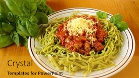  Presentation with soya sauce - Slides enhanced with spinach-tagliolini-with-bolognese-sauce background and a gold colored foreground