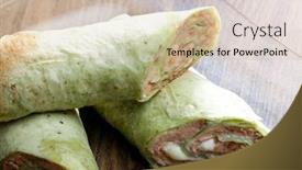  Presentation with tortilla - Presentation design featuring spinach tortilla filled with salmon and mozzarella background and a soft green colored foreground