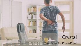  Presentation with low back - Beautiful presentation theme featuring spinal - man in home office suffering backdrop and a mint green colored foreground