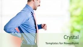  Presentation with spinal - Audience pleasing presentation theme consisting of spinal - man suffering for a backache backdrop and a soft green colored foreground