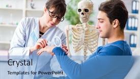  Presentation with injury - Amazing PPT theme having spinal fracture - doctor showing type of injury backdrop and a teal colored foreground