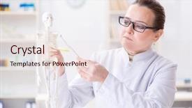  Presentation with real woman hair texture human - Beautiful slide deck featuring spinal fracture - woman doctor studying human skeleton backdrop and a lemonade colored foreground