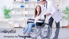  Presentation with wheelchair - PPT theme featuring spinal trauma - disabled patient on wheelchair visiting background and a  colored foreground