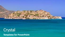  Presentation with crete island - Colorful presentation design enhanced with spinalonga island at turquise water backdrop and a ocean colored foreground