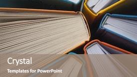  Presentation with top view - Amazing presentation theme having spines of books the view backdrop and a coral colored foreground